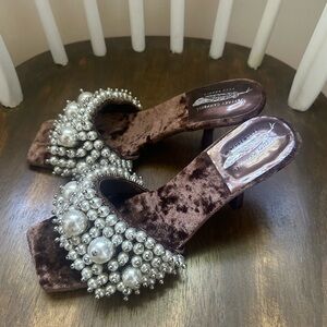 Jeffrey Campbell Brown and Silver Embellished Heels